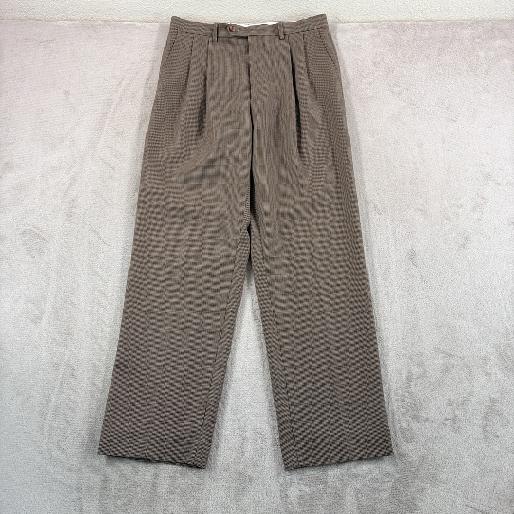 Ralph Lauren Dress Trouser Pants 32x30 Brown Houndstooth Old Money Preppy VTG
